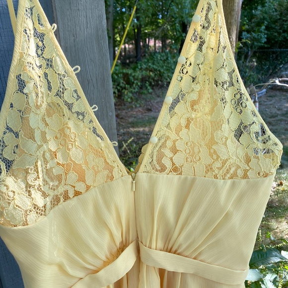 Canary Yellow Chiffon Lace Dress - 12 NWT - Picture 4 of 7